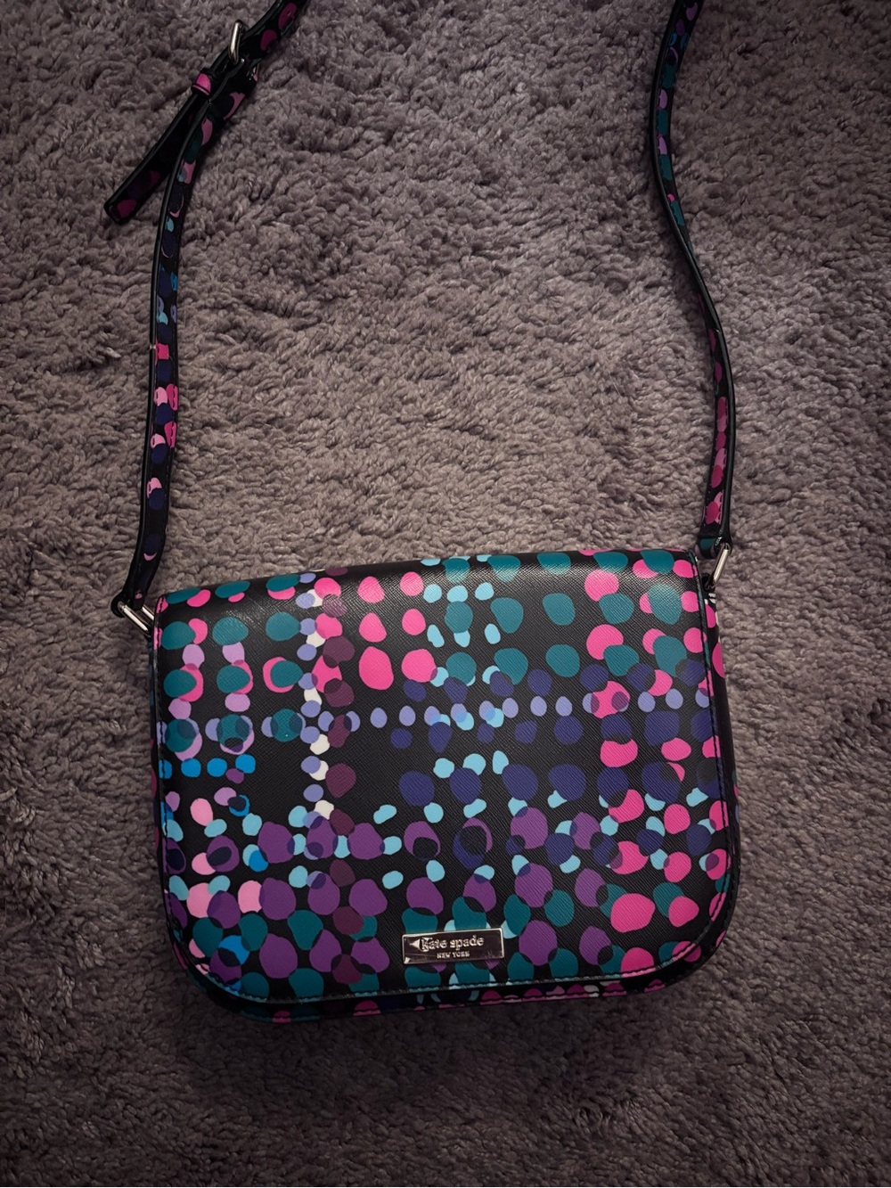 kate spade Laurel Way Dotty Black/Multi Carsen fun colorful patterned purse